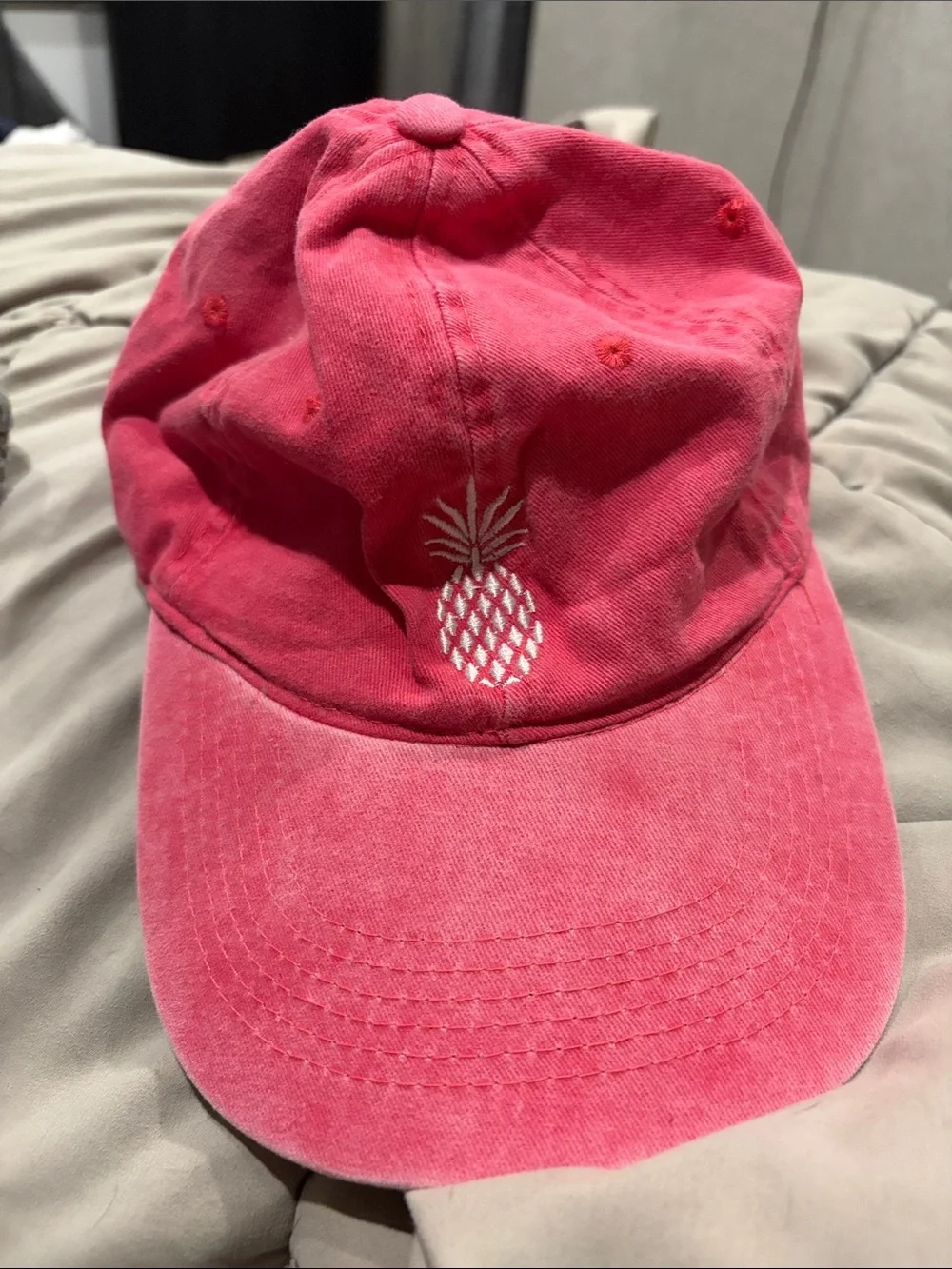 Francesca's Collections Pink Pineapple Embroidered Baseball Cap